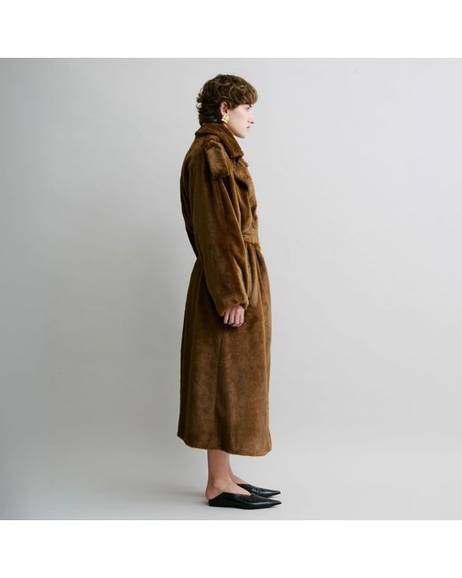 Luroq London Brown Plush Wrap Overcoat