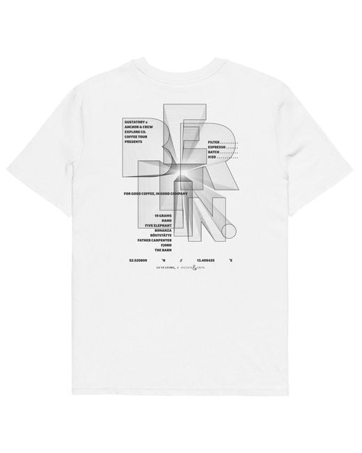 Anchor and Crew White Gustatory Berlin Coffee Scene Organic Cotton Embroidered T-Shirt for men