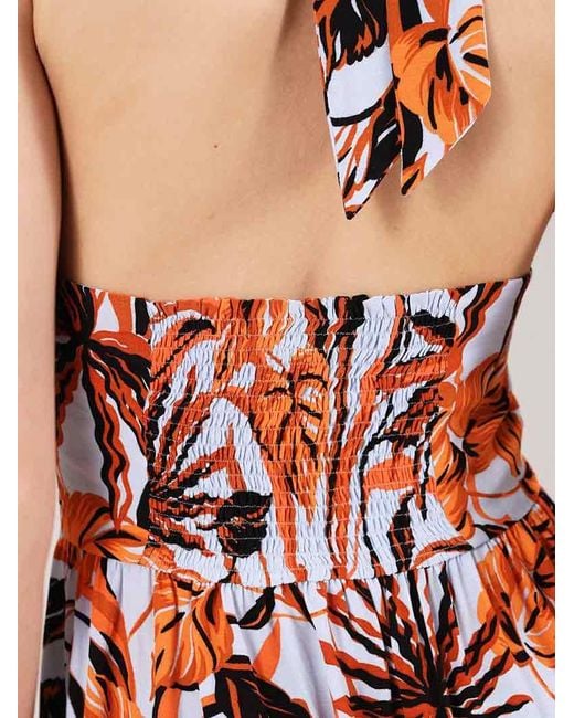 blonde gone rogue Red Beachy Halter Neck Mini Dress, Upcycled Viscose