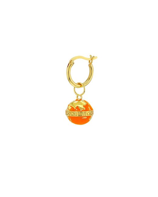 True Rocks Metallic 18Kt-Plated Mini Globe Charm On Hoop for men