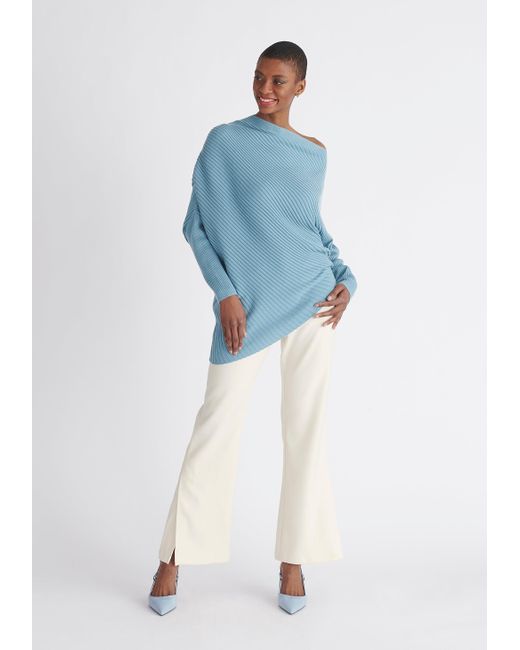 Paisie Blue Draped Knitted Jumper