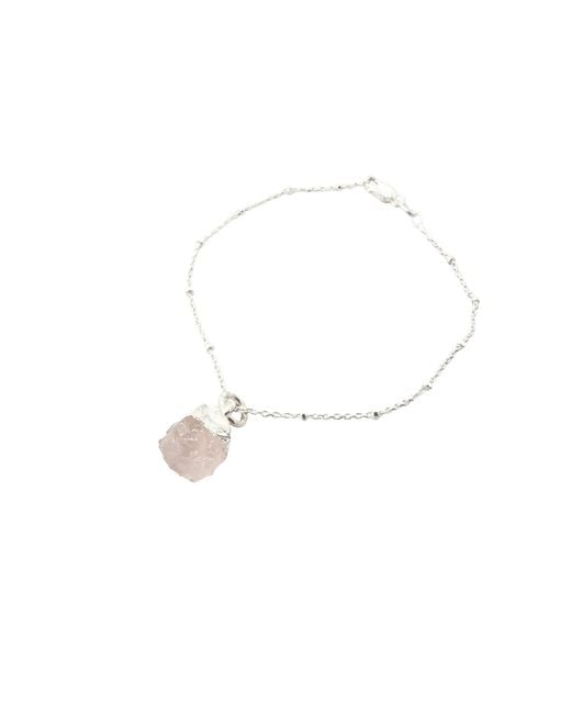 Harfi White Raw Rose Quartz Birthstone Sterling Bracelet