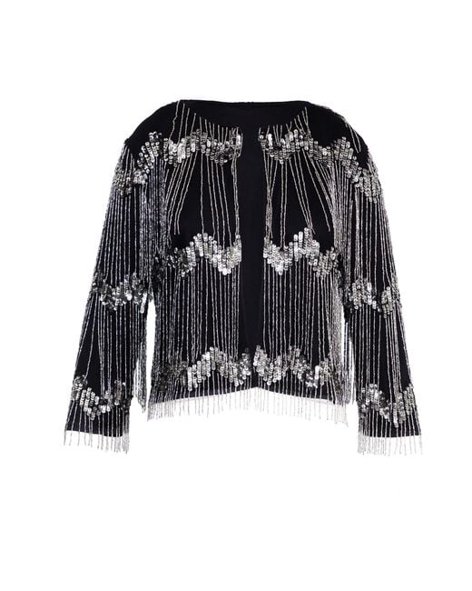 Rose & Nancy Black Phoebie Fringe Jacket