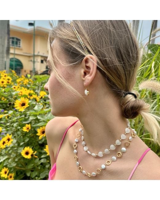 Farra Metallic Chain With Coin-Shaped Freshwater Pearls Necklace