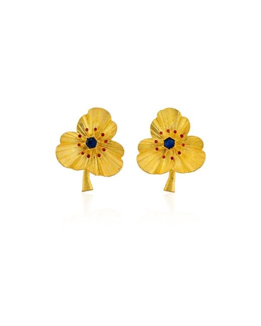 Milou Jewelry Metallic Three-Leafed Clover Earrings With Zircon