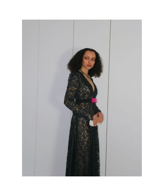 Couture to Your Door Green Sheer Lace Gothic Maxi Dress