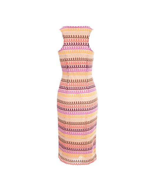 AVENUE No.29 Pink Cutout Bodycon Midi Lace Dress
