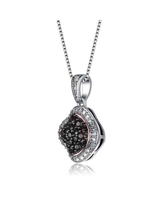 Genevive Jewelry Metallic Sterling Dark Cubic Zirconia Pendant Necklace