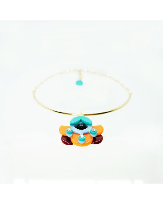Gissa Bicalho Metallic Acrylic Handmade Necklace Choker Petunia