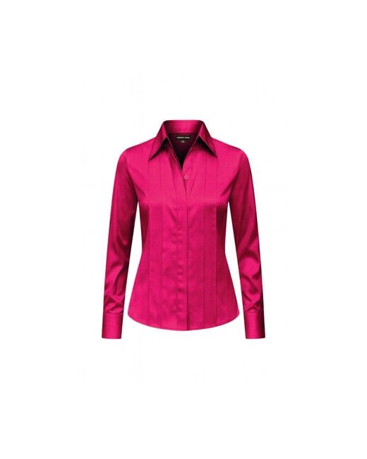 Madison / Savile Pink Wild Aster Regent Pleated Satin French Cuff Shirt