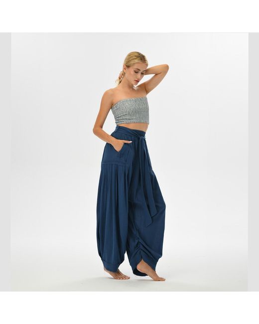 Zhenabia Blue Boho Harem Pants