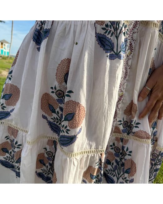 Pick Happy Blue Botanica Maxi Cotton Dress Floral Mocha