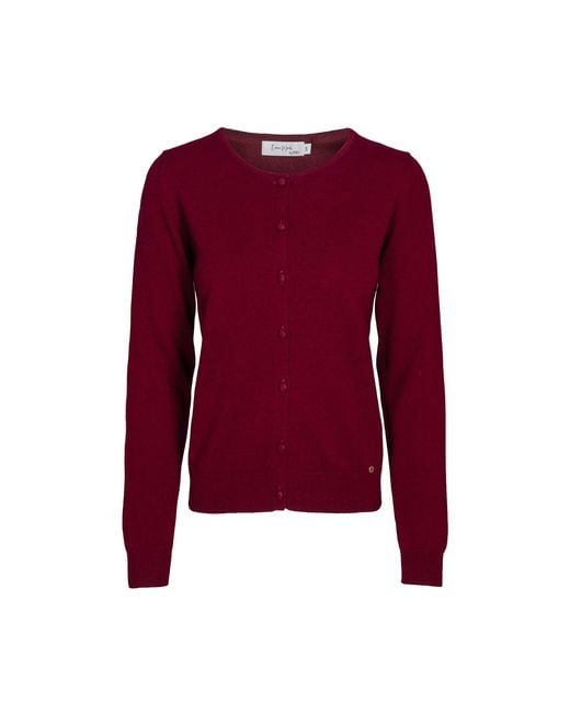 tirillm Purple Emilie Basic Cashmere Cardigan, Deep Burgundy
