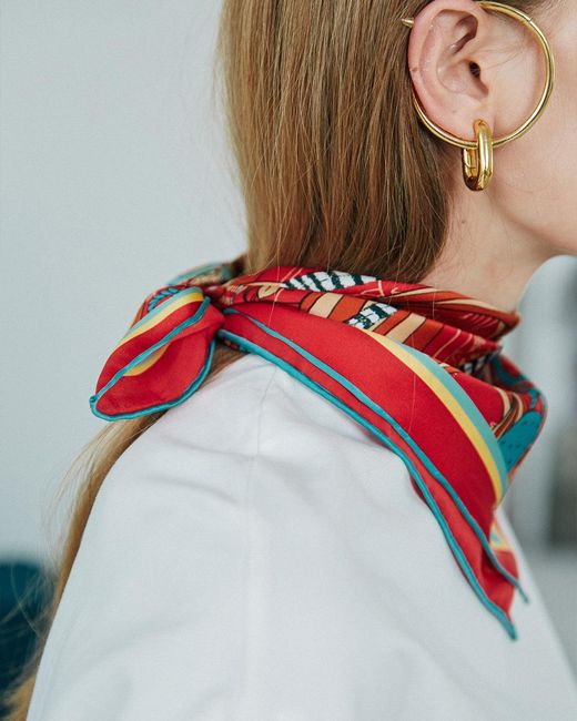 Lost Pattern Red Madagascar Silk Bandana