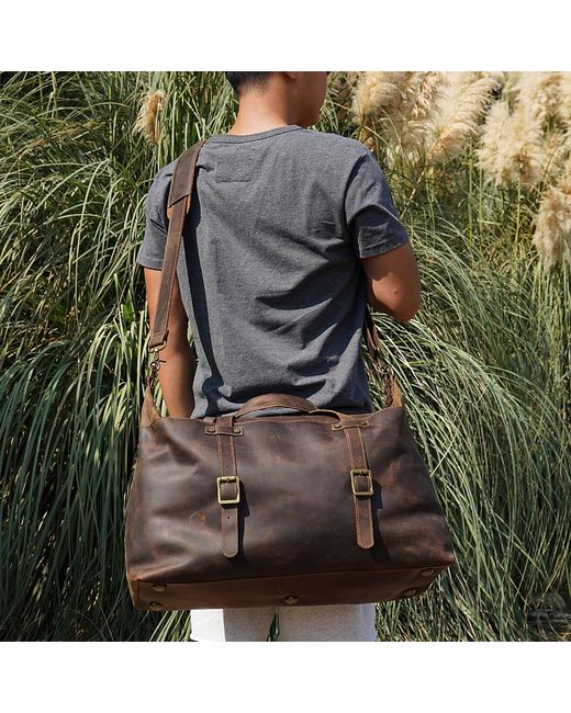Touri Brown Large Leather Holdall for men
