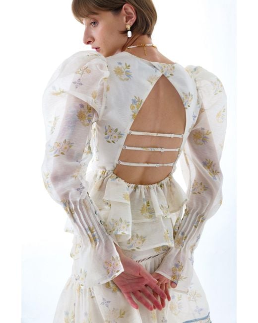 We Are Kindred White Cynthia Silk Long Sleeve Top
