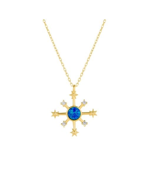 Spero London Metallic Opal Ship Wheel High Quality Sterling Pendant Necklace