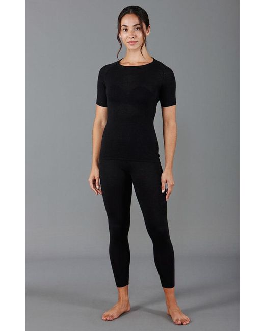 Paul James Knitwear Black Midweight Merino Activewear Selene T-Shirt