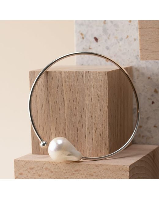 Silver Moon Metallic Sterling Bracelet With Pearl