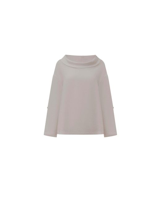 James Lakeland Multicolor Neutrals Cowl Neck Linen Taupe Top