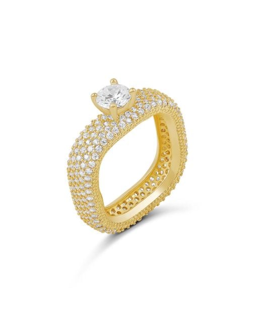 SHYMI Metallic Pave Statement Ring With Center Stone