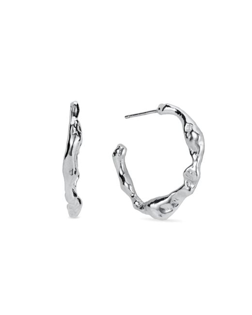 Lulu and Boo Jewellery Metallic Large Solid Sterling Hoop Earrings