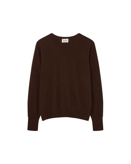 Loop Cashmere Brown Cashmere Crew Neck Sweater