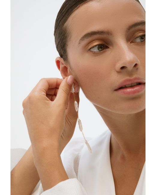 Lavani Jewels White Iris Keshi Pearl Earrings