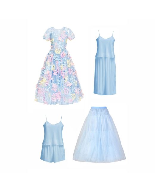 MATSOUR'I Blue Cocktail Dress Hydrangea