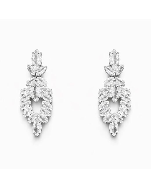 Maison De Gala Metallic Leaf Crystal Drop Earrings