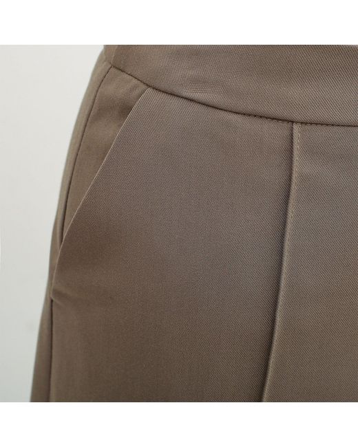 Smart and Joy Brown Straight Skirt With Stitched Folds