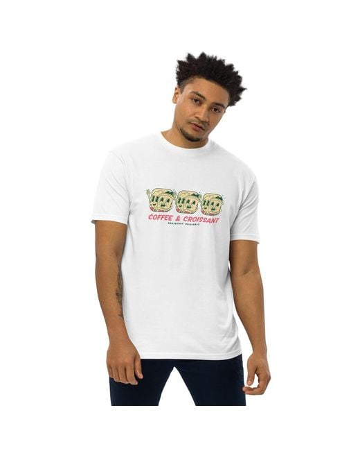 Anchor and Crew White Gustatory Originals Coffee & Croissant Heavy Cotton T-Shirt for men
