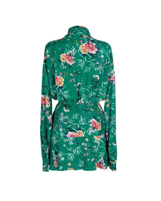 Rua & Rua Green Signature Mini Dress With Silk Lining And Floral Print
