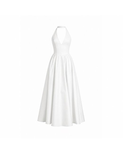 Icon Leva White Aurelia Cotton Halter Corset Maxi Flare Dress