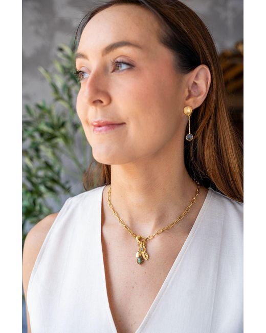 Loni Paul Jewelry Metallic Labradorite Talisman Drop Necklace