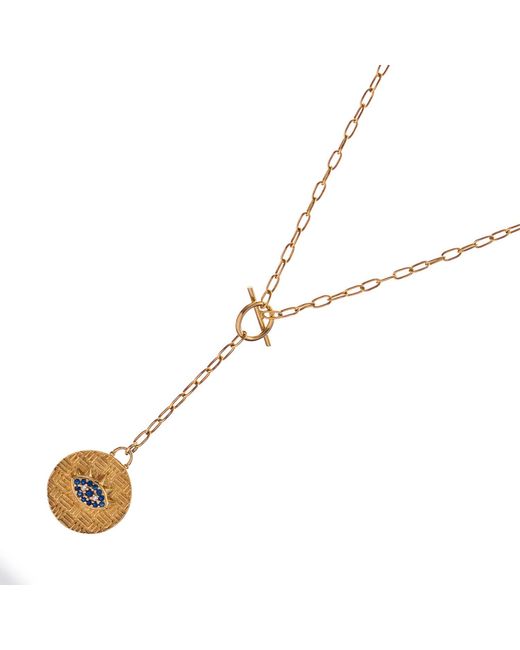 Ebru Jewelry Metallic Sapphire Guardian Evil Eye Lariat Necklace