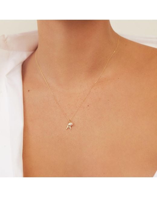 Lily & Roo Metallic Initial And Pearl Drop Necklace