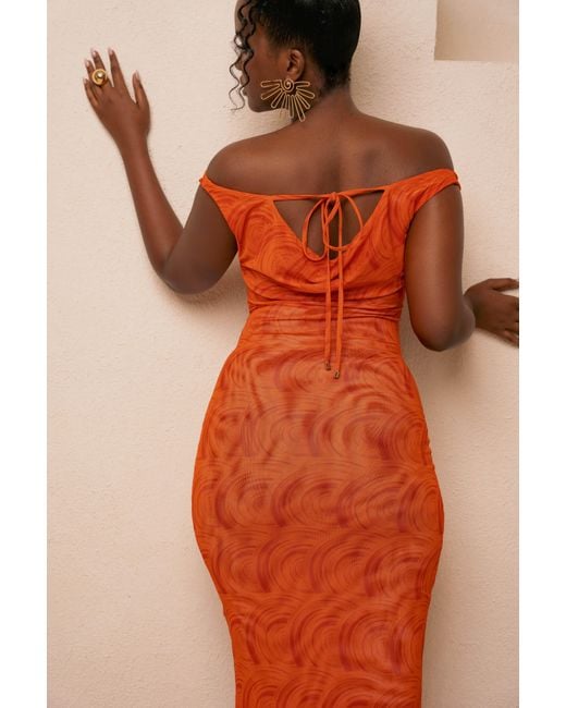 Ofuure Orange Iza Cowl Maxi Dress