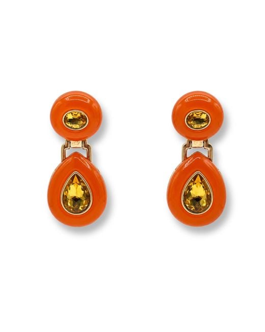 Michael Nash Jewelry Orange Lena Resin And Topaz Drop Earrings