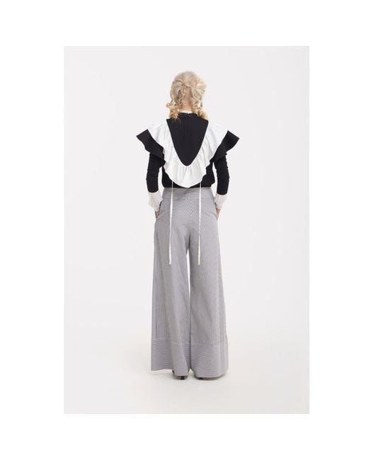 Julia Allert Blue Ruffled Bib Collar With Beaded Brooch –