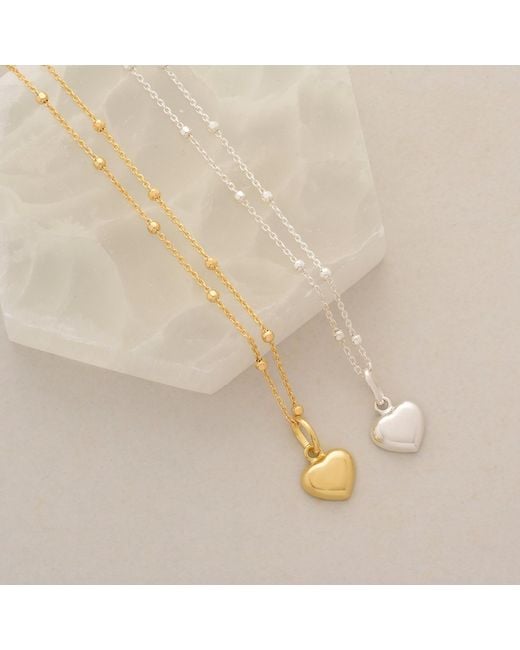 Nellou Jewellery Metallic Heart Charm Necklace Plated Sterling