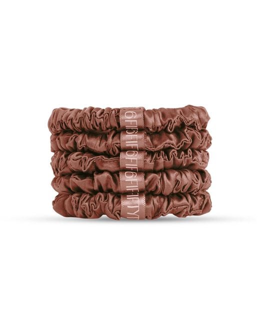 6Fiftytwo® Brown Neutrals Pure Mulberry Slim Silk Scrunchies