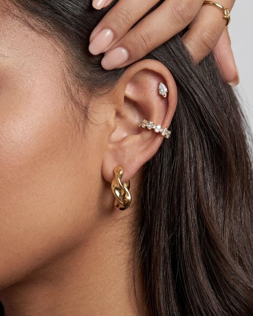 Elk & Bloom Metallic 14K Wave Huggie Hoops
