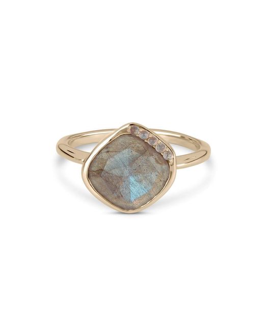 Zohreh White Grecian Labradorite Stone Ring 9K