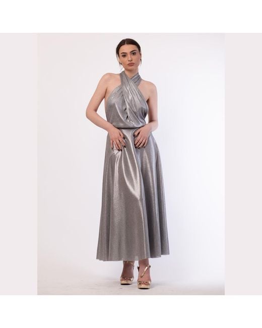 Silvia Serban Gray Bare Back Cloche Dress