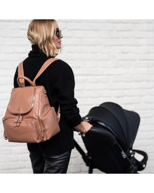 Kerikit England Brown Amber Midi Latte Rose Leather Backpack