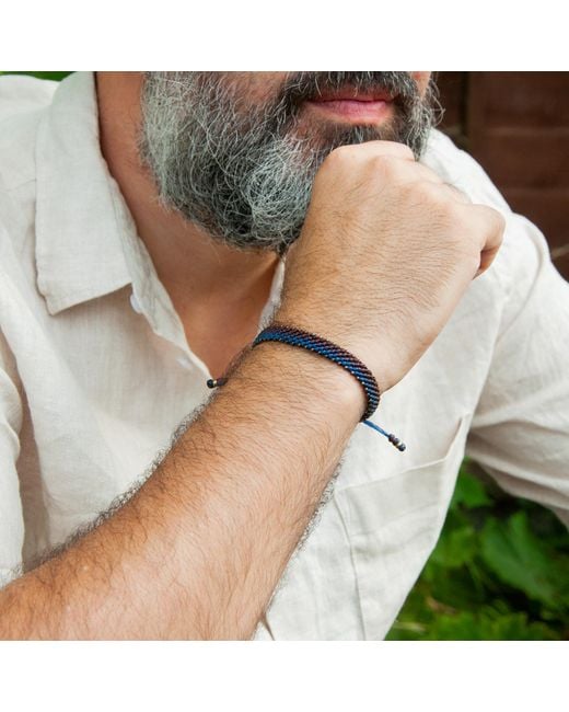 Harbour Uk Men Wine Red & Blue Rope & Bronze Bracelet For Men for men
