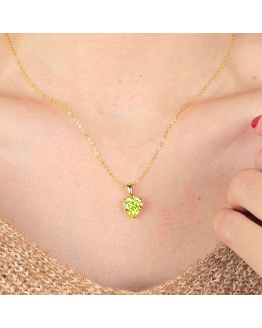 Harfi Yellow Peridot August Birthstone Love Heart Pendant Necklace
