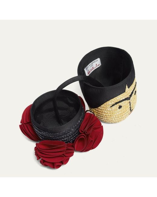 Lulu Guinness Red Straw Frida Basket Bag