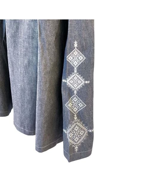 L2R THE LABEL Gray Embellished Emberloom Denim Maxi Skirt